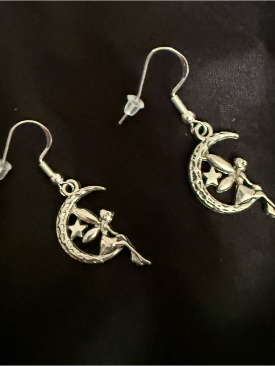 Jewelry - Moon Fairy Dangle Earrings Celestial Witchy
Silver Tone 925 Hooks